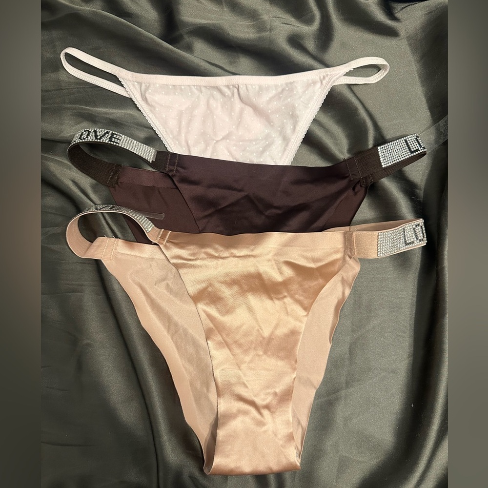 Women’s Panties Lot Size Medium Shine Strap Silky Thongs
